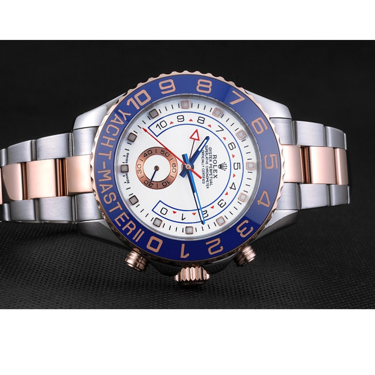 Aaa replica watch 622270 Bezel II Bracelet Rolex Blue Steel Gold and Stainless White Yacht-Master Dial Rose 0819